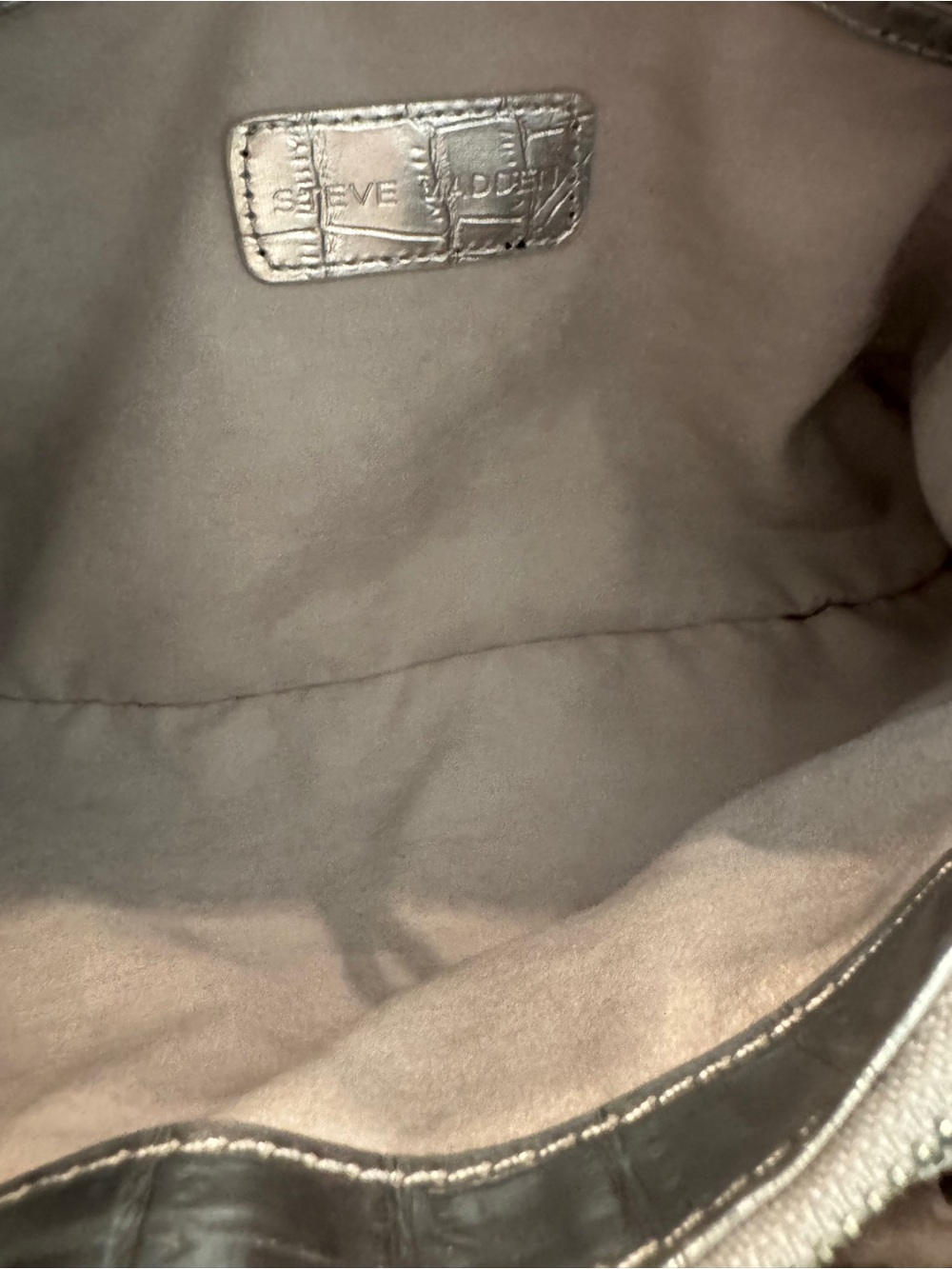 Steve Madden Silver Croc Embossed Satchel Crossbody Bag EUC - Picture 11 of 15